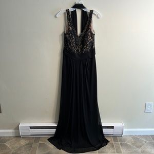 David’s Bridal black gown with beaded detailed bodice size 10